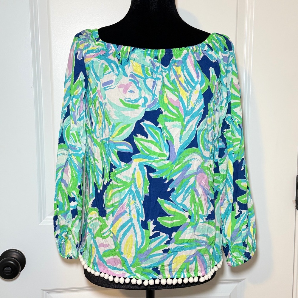 Lilly Pulitzer Off The Shoulder Coastal Floral Blouse Boho XS